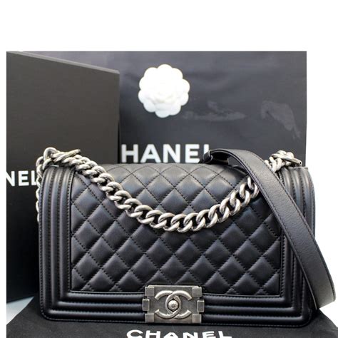 chanel new medium black quilted lambskin boy|chanel bags for boys.